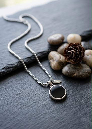 Silver Round stone pendent